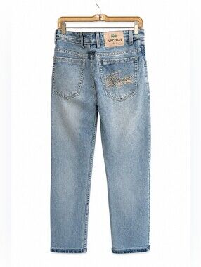 Lacoste Men's Blue Straight Leg Denim Jeans Size 30 Embroidered Back Pocket